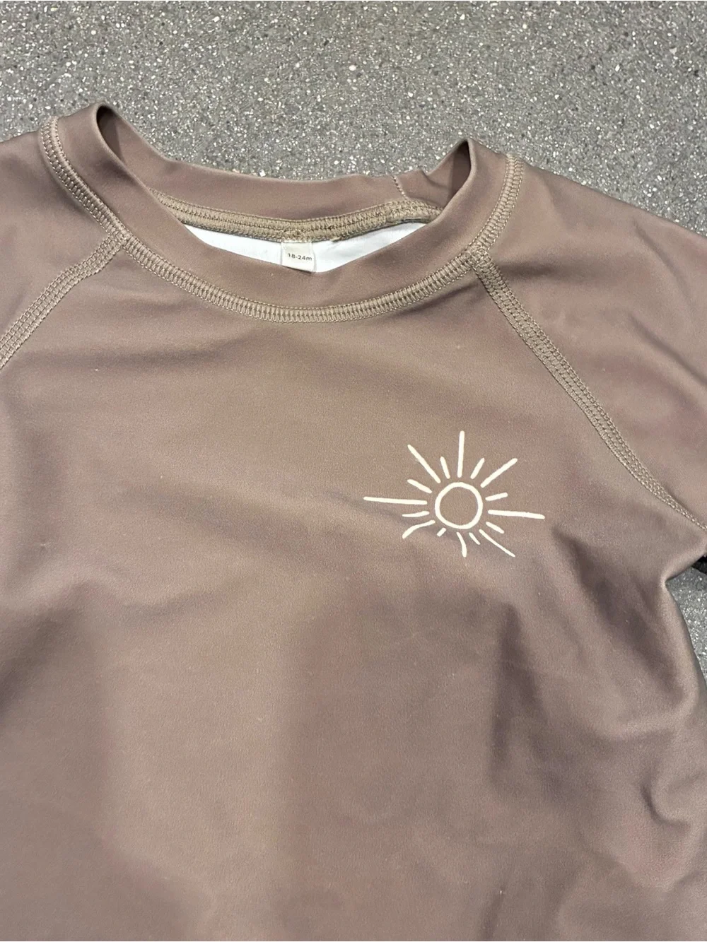 Rylee + Cru Taupe Long Sleeve Rash Guard Swim Top 18-24M Neutral Beach